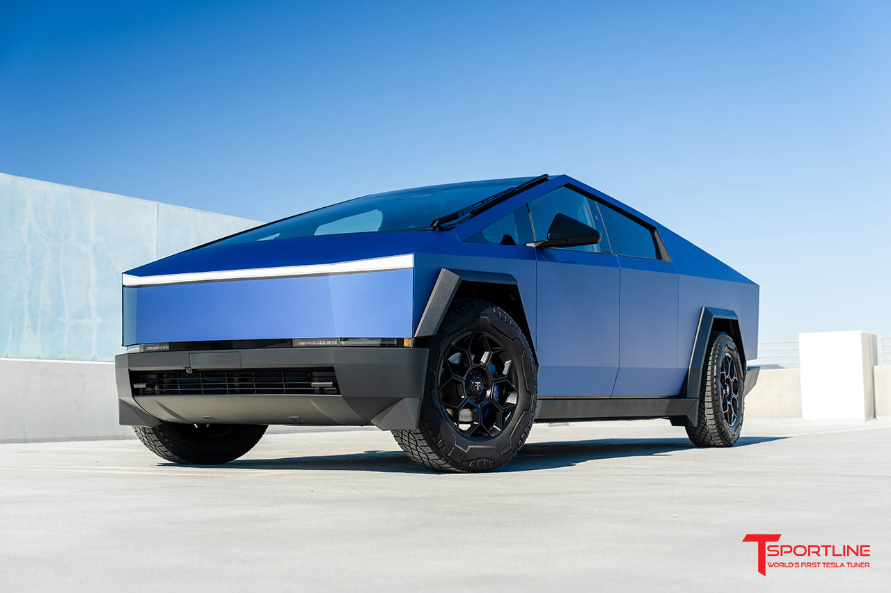 3M Matte Metallic Slate Blue Cybertruck with CT7 20" and Painted Calipers