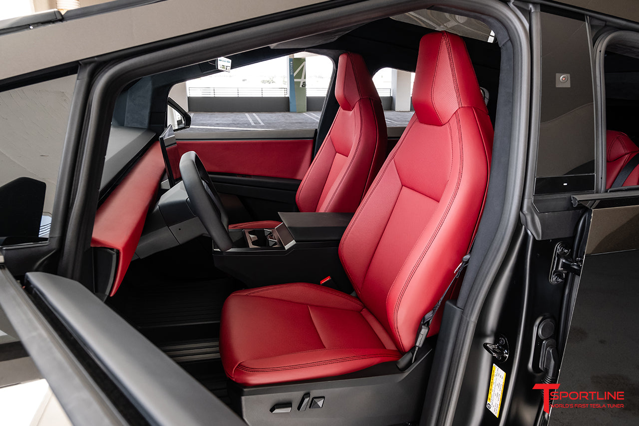 Tesla Cybertruck with Custom Rolls Royce Red Interior Upgrade