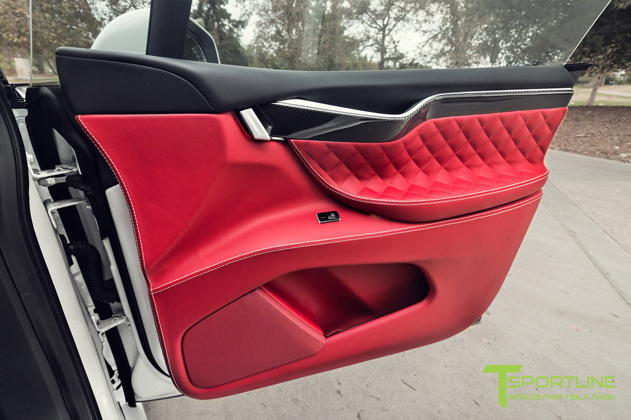 Project TSX7 - Tesla Model X P100D - Custom Bentley Red - Carbon Fiber Dash Kit - Dashboard - Steering Wheel