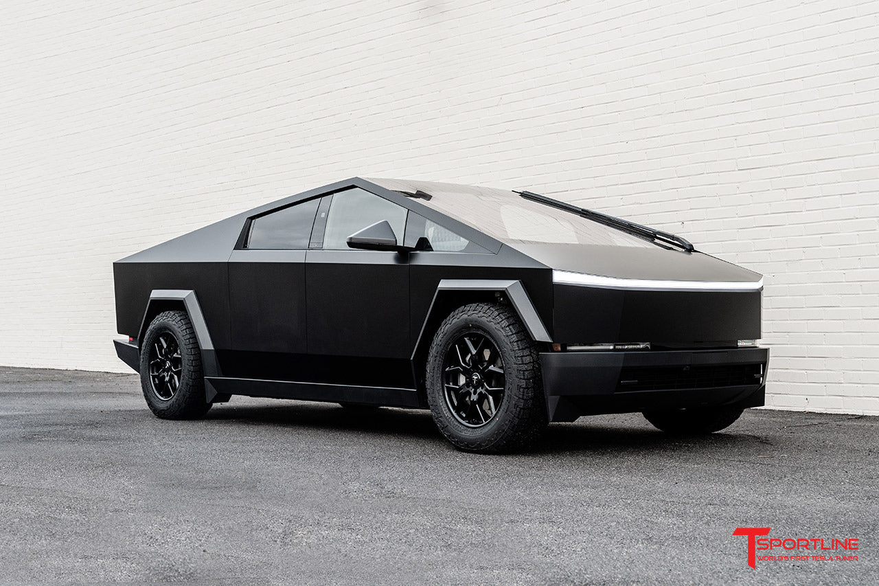 3M Satin Black Cybertruck with CT7 20" Fully Forged Lightweight Wheels