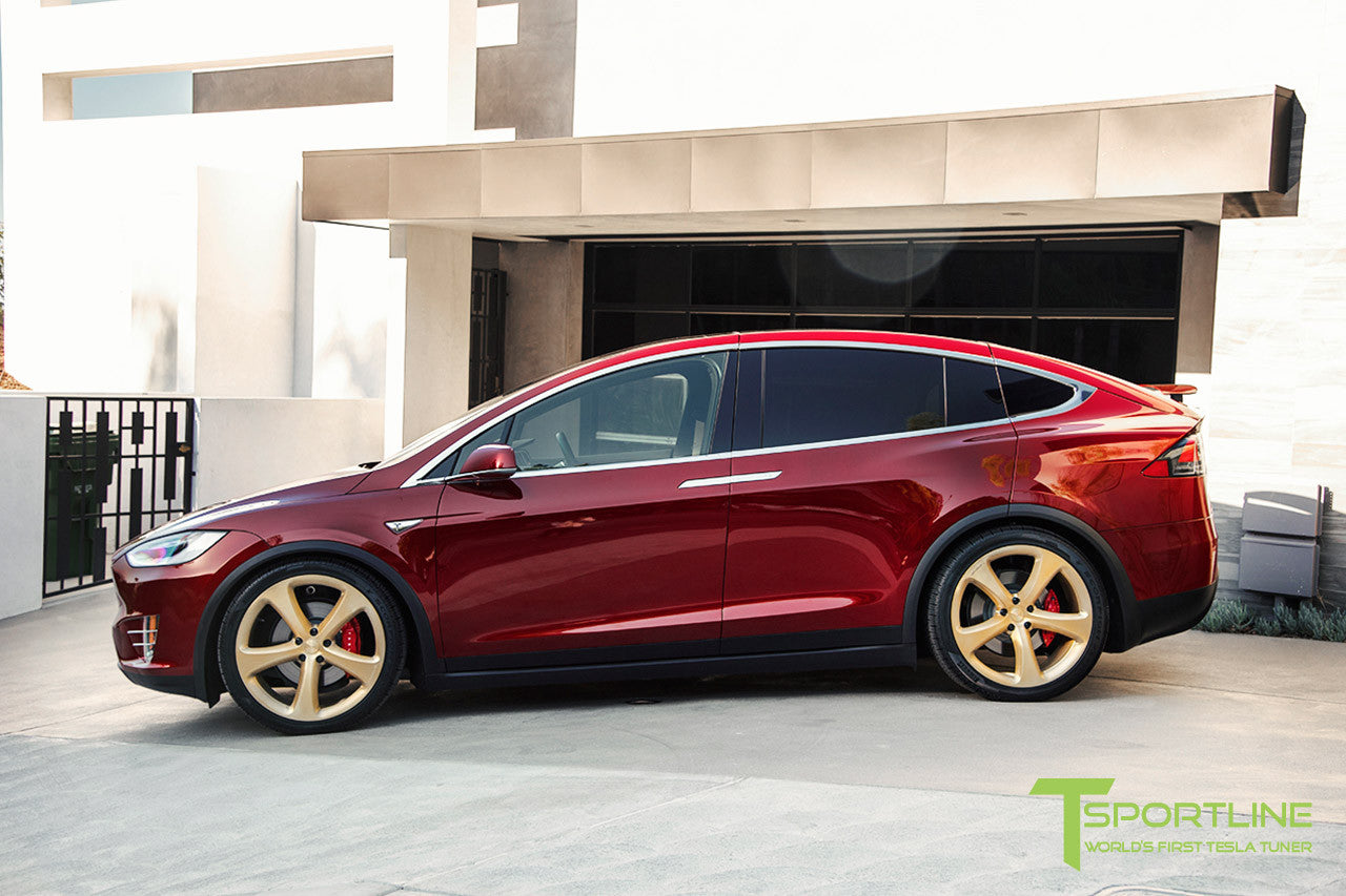 Signature Red Tesla Model X with Ghost Gold 22 inch MX5 Forged Wheels