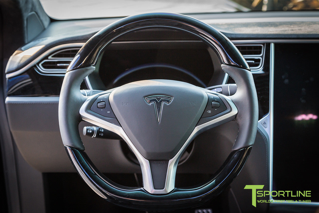 Tesla Model S with Dark Ash Wood Steering Wheel