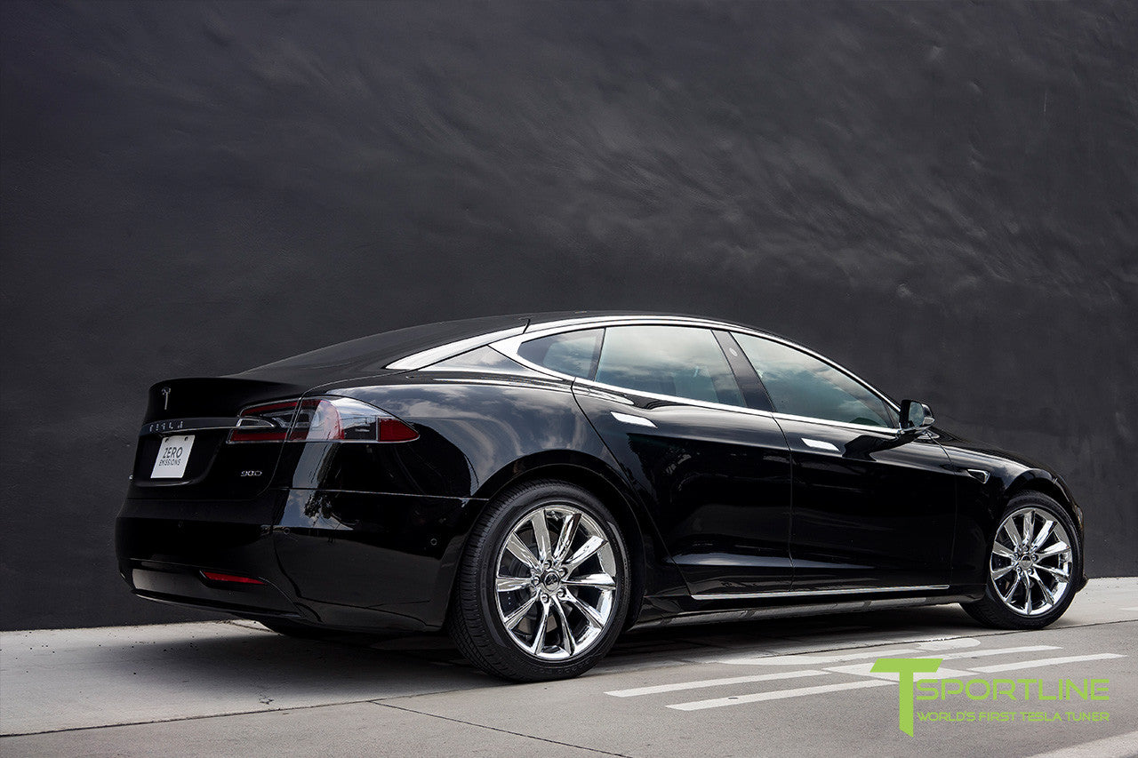 Black Model S 1.0 with 19" TST Tesla Wheel in Chrome