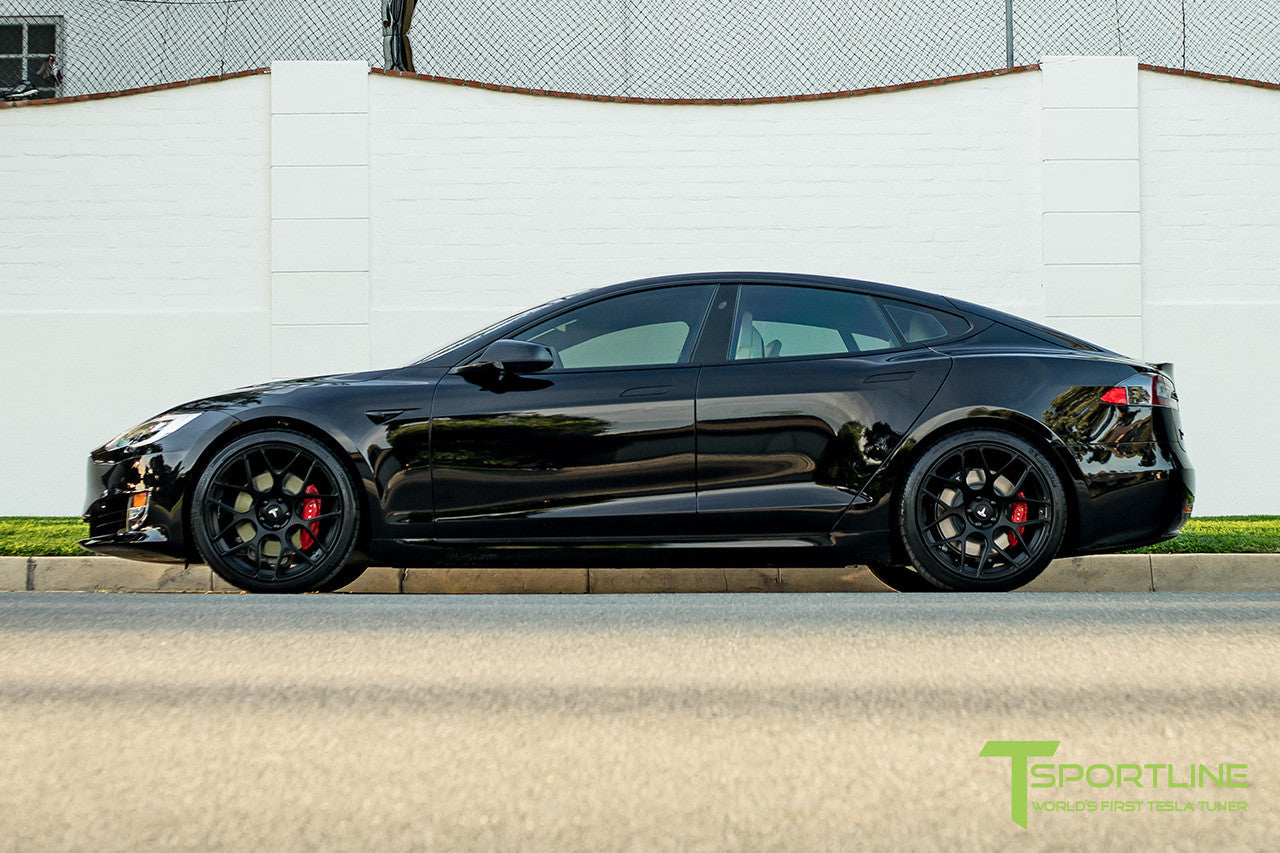 Black Tesla Model S 2.0 with Matte Black 21 inch TS117 Forged Wheels