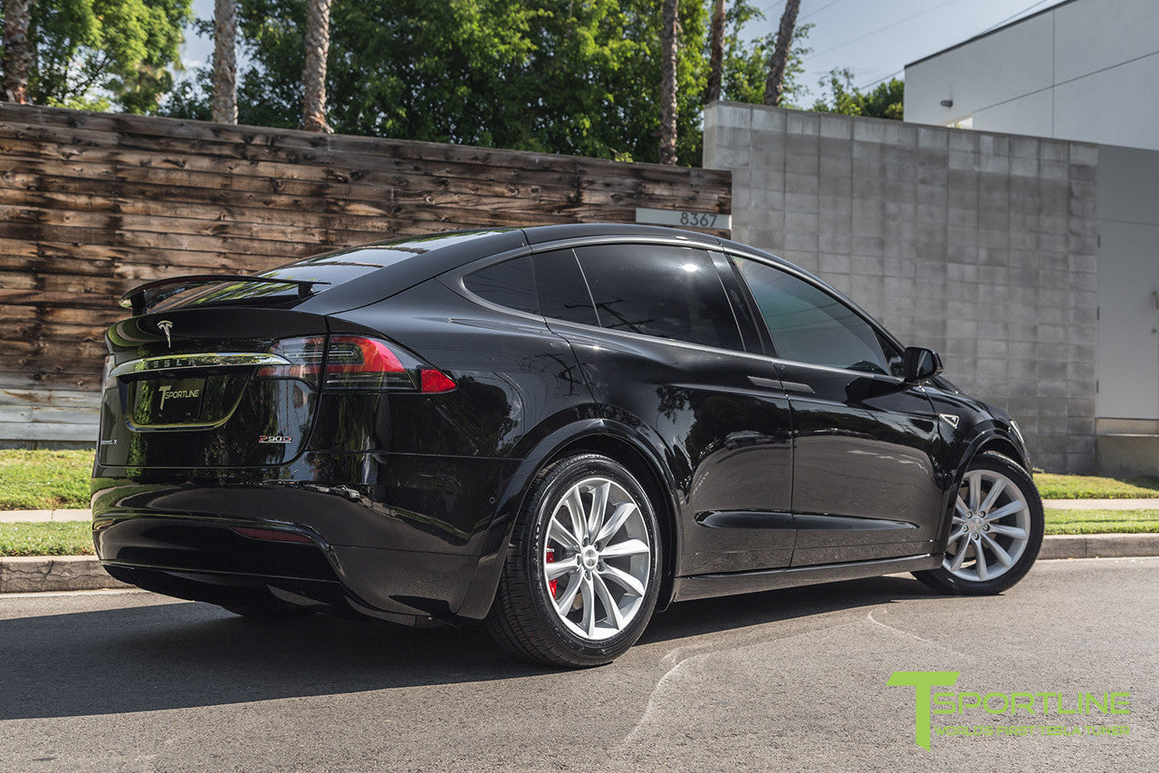 Black Model X with 20" TST Tesla Wheel in Brilliant Silver