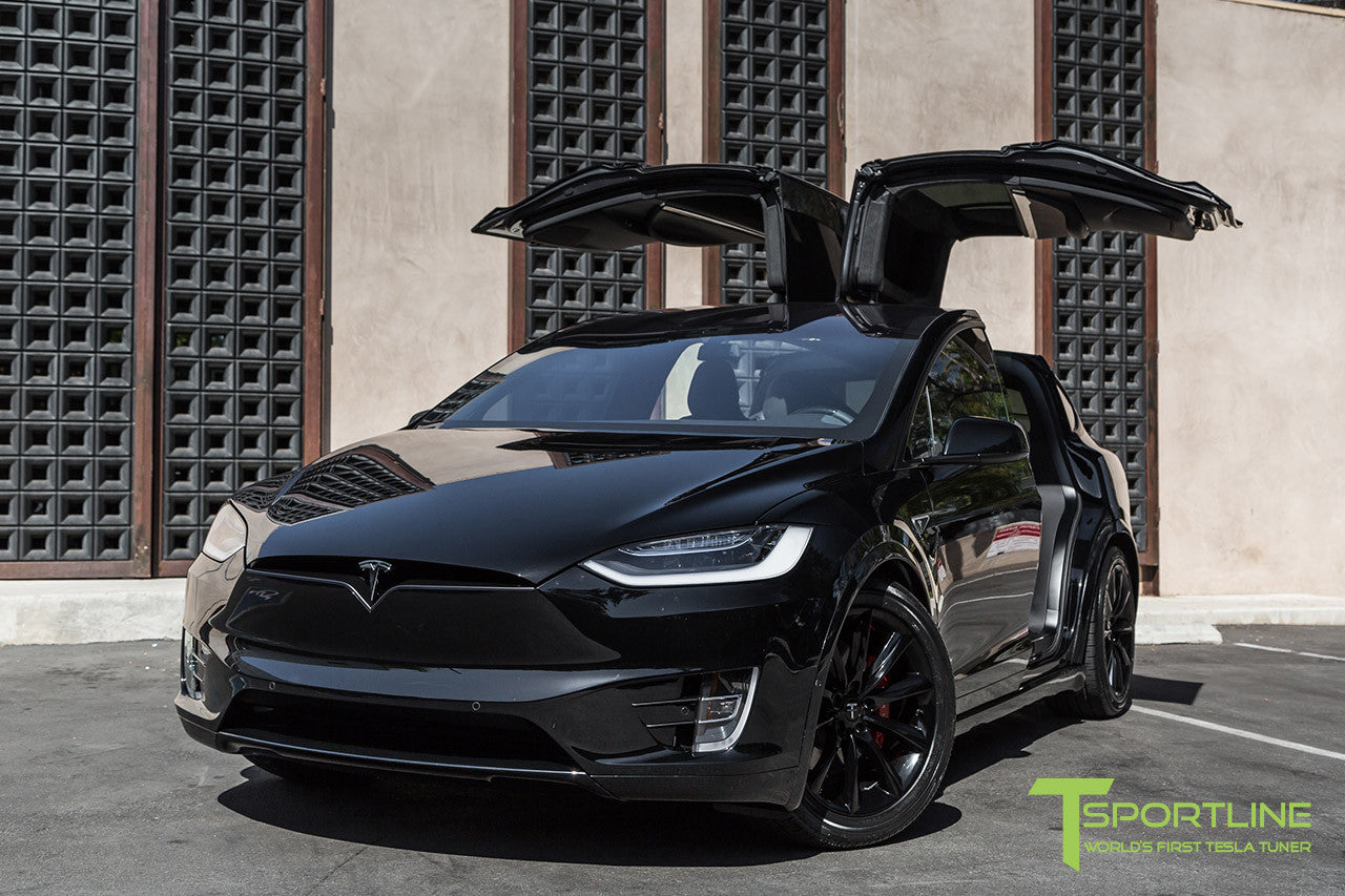 Black Model X with 20" TST Tesla Wheel in Gloss Black