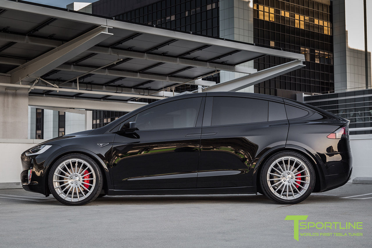 Black Tesla Model X with Brush Satin 22 inch MX118 Forged Wheels