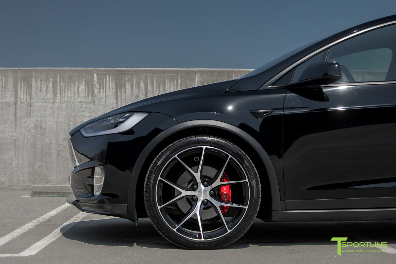 Black Tesla Model X with Diamond Black 22 inch MX115 Forged Wheels by T Sportline