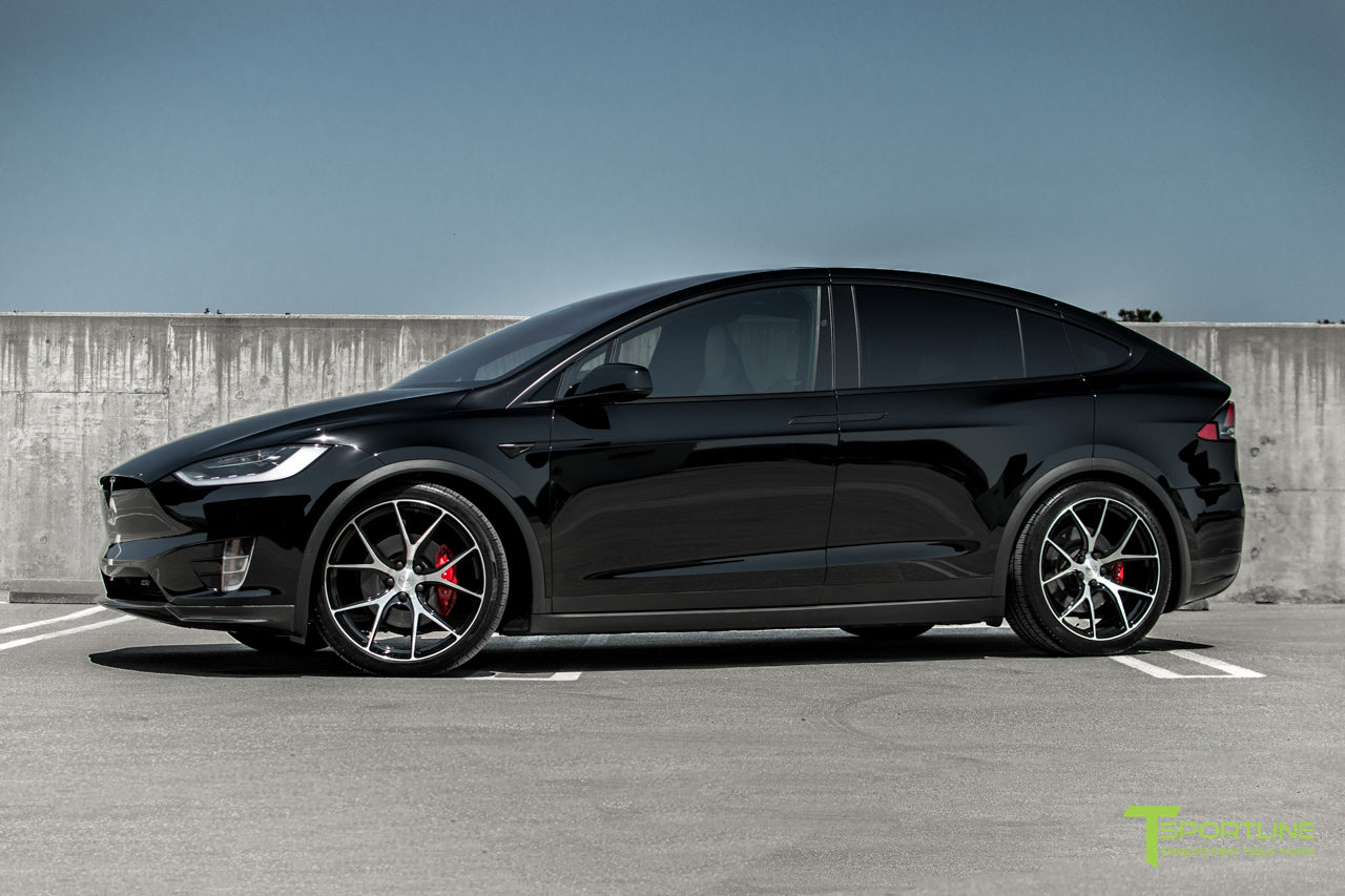 Black Tesla Model X with Diamond Black 22 inch MX115 Forged Wheels by T Sportline
