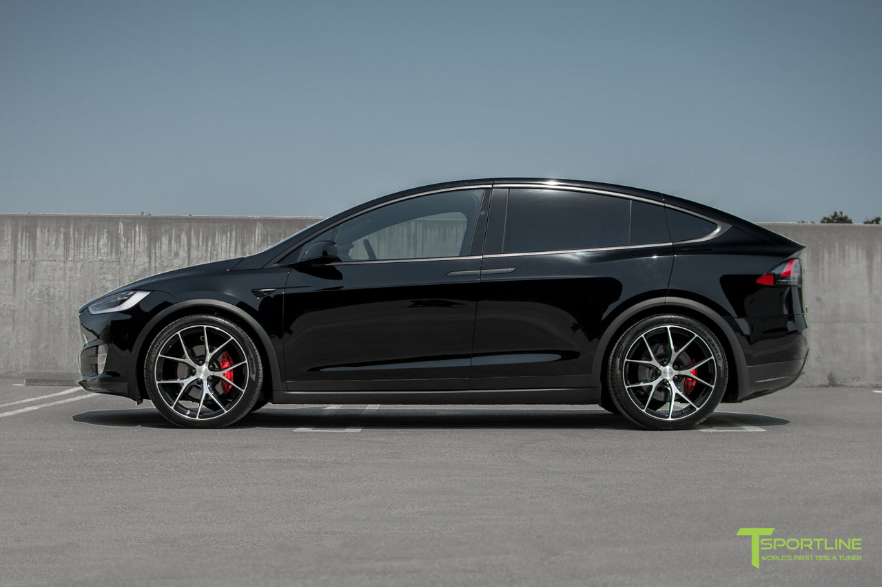 Black Tesla Model X with Diamond Black 22 inch MX115 Forged Wheels by T Sportline
