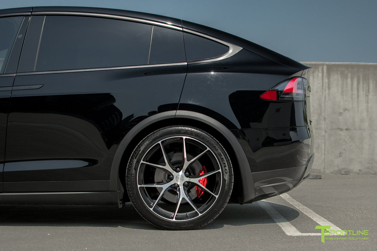 Black Tesla Model X with Diamond Black 22 inch MX115 Forged Wheels by T Sportline