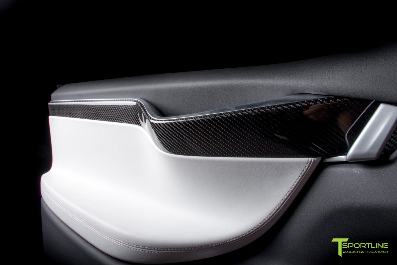 Project TSX8 - Tesla Model X P100D - White Interior - Carbon Fiber Dash Kit - Dashboard - Steering Wheel by T Sportline