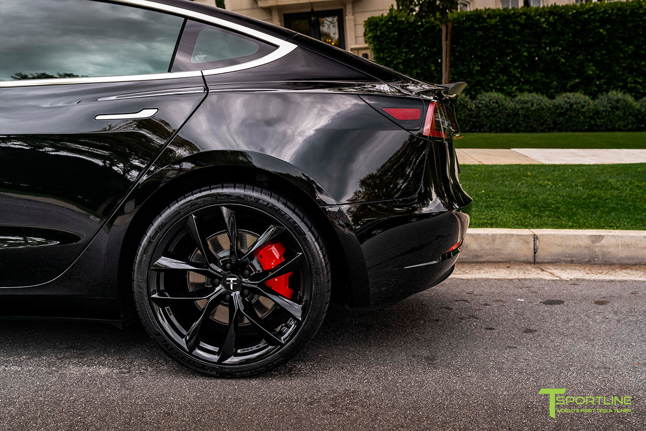 Black Tesla Model 3 with Gloss Black 20" TSS Flow Forged Wheels by T Sportline