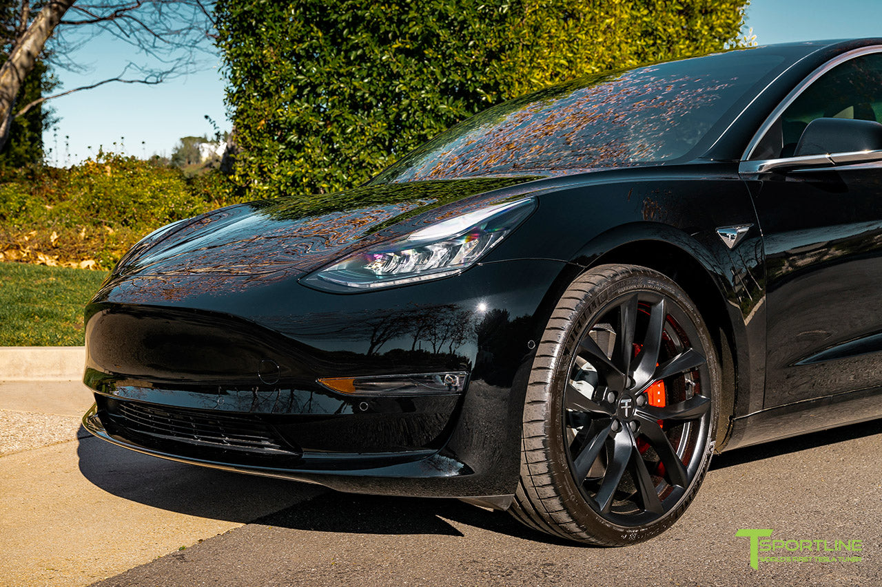 Black Tesla Model 3 with Matte Black 20" TSS Flow Forged Wheels by T Sportline
