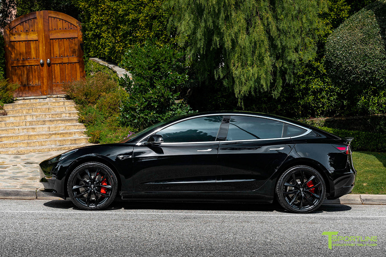 Black Tesla Model 3 with Gloss Black 20" TSS Flow Forged Wheels by T Sportline
