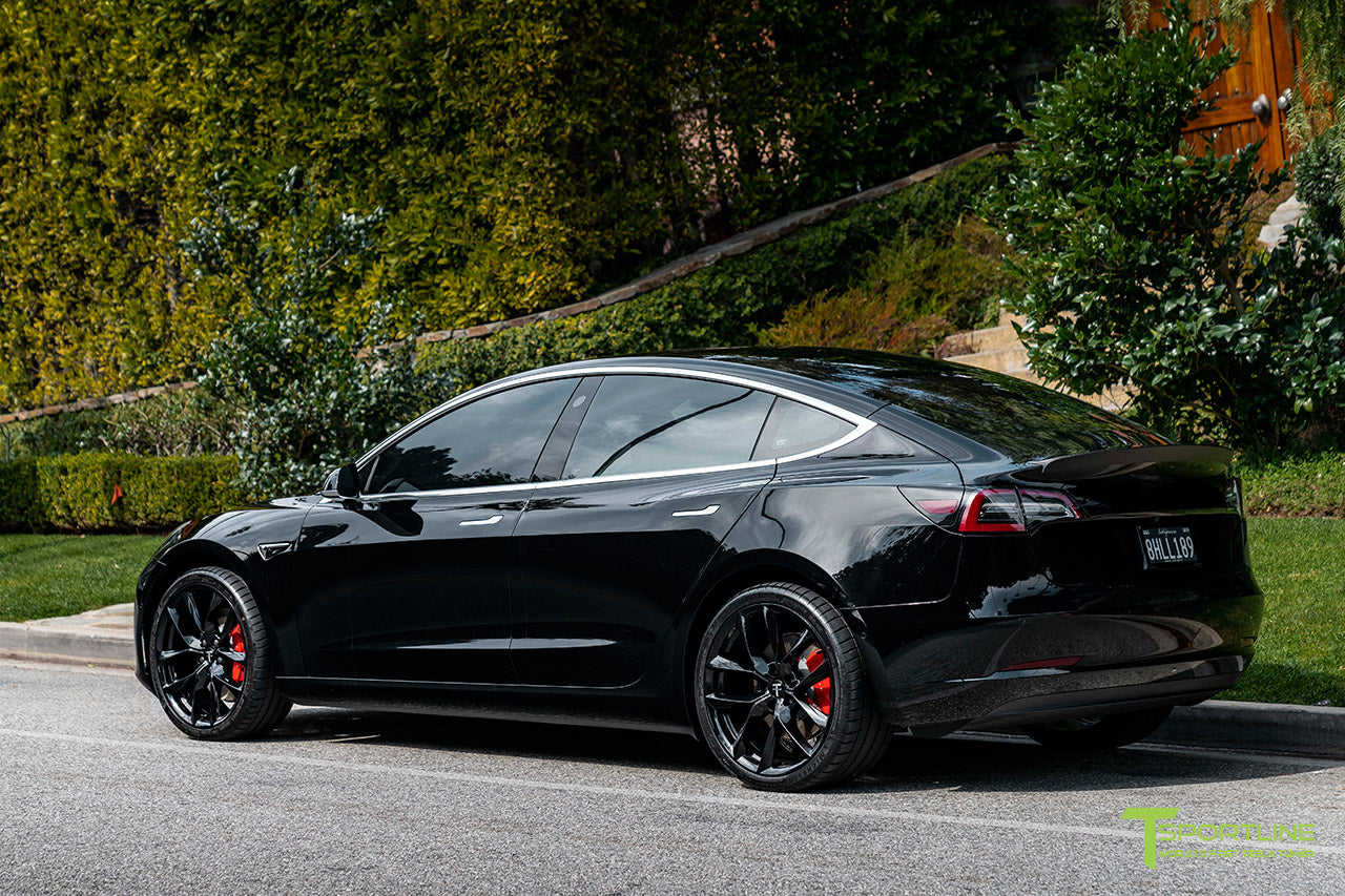Black Tesla Model 3 with Gloss Black 20" TSS Flow Forged Wheels by T Sportline