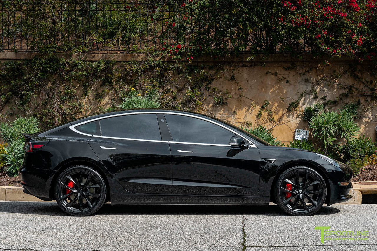 Black Tesla Model 3 with Matte Black 20" TSS Flow Forged Wheels by T Sportline