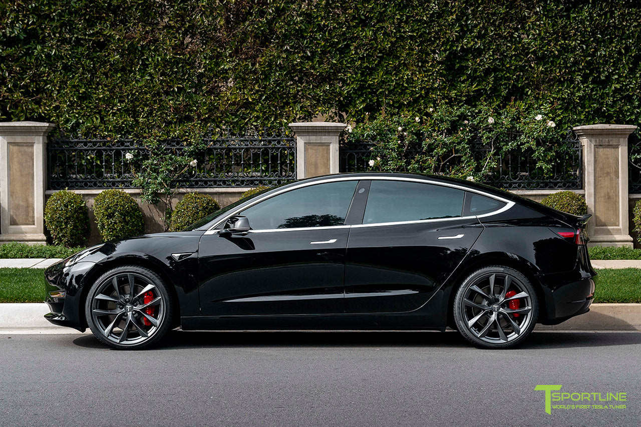 Black Tesla Model 3 with Space Gray 20" TSS Flow Forged Wheels by T Sportline