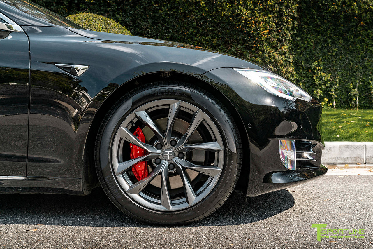 Black Tesla Model S with Space Gray 19" TSS Flow Forged Wheels by T Sportline