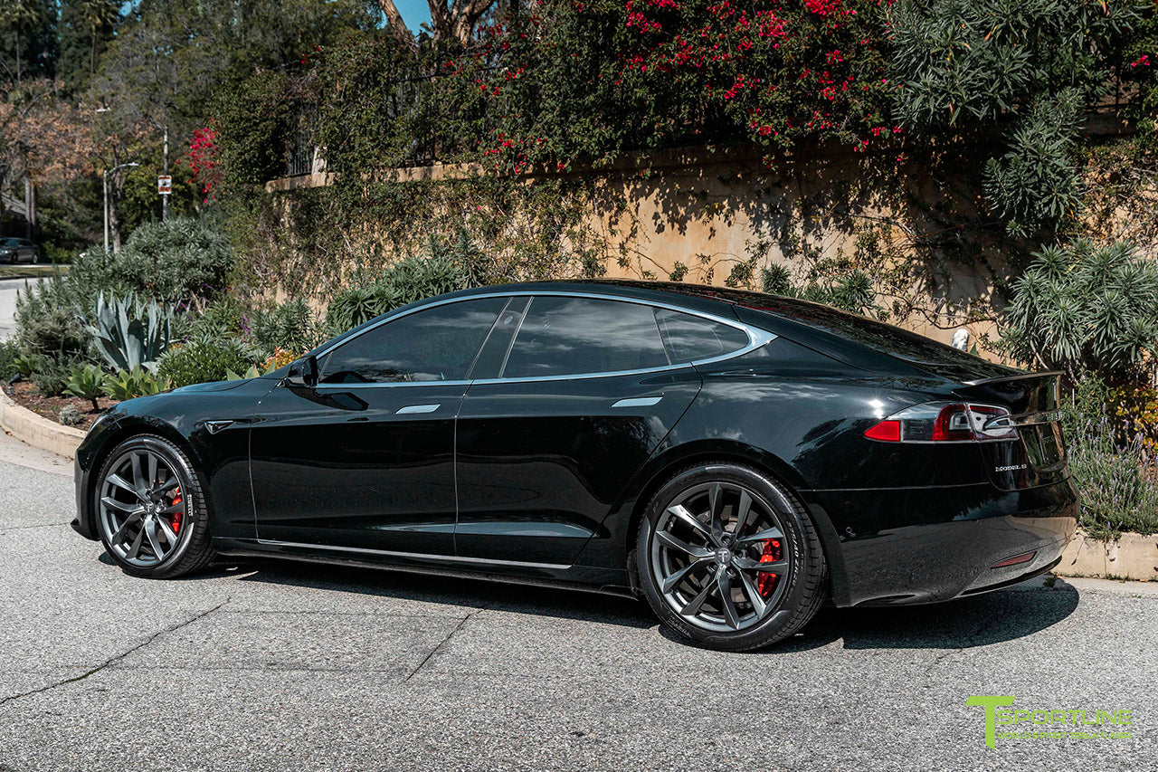 Black Tesla Model S with Space Gray 20" TSS Flow Forged Wheels by T Sportline