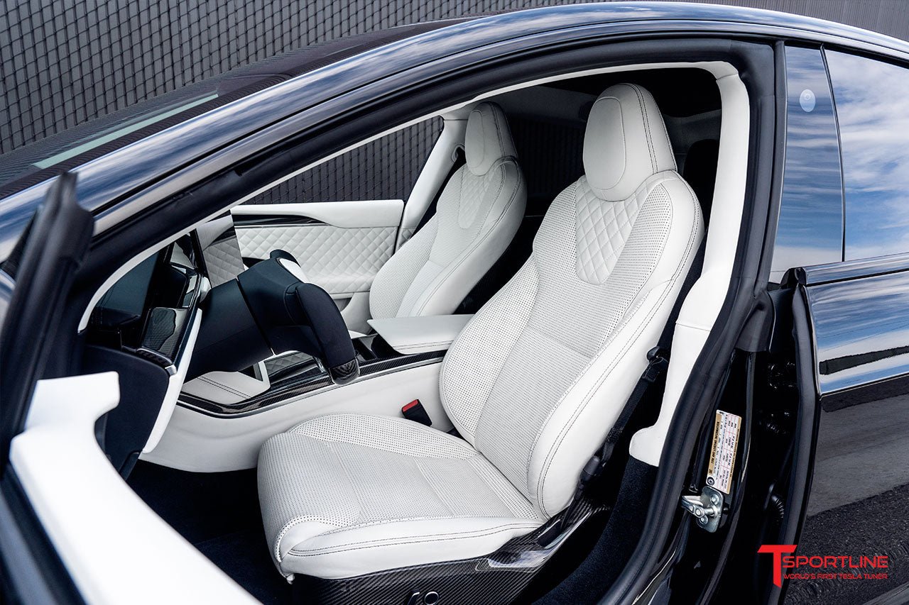 10 Year Anniversary Edition 1 of 10 - Tesla Model S Plaid White and Black Ferrari Interior