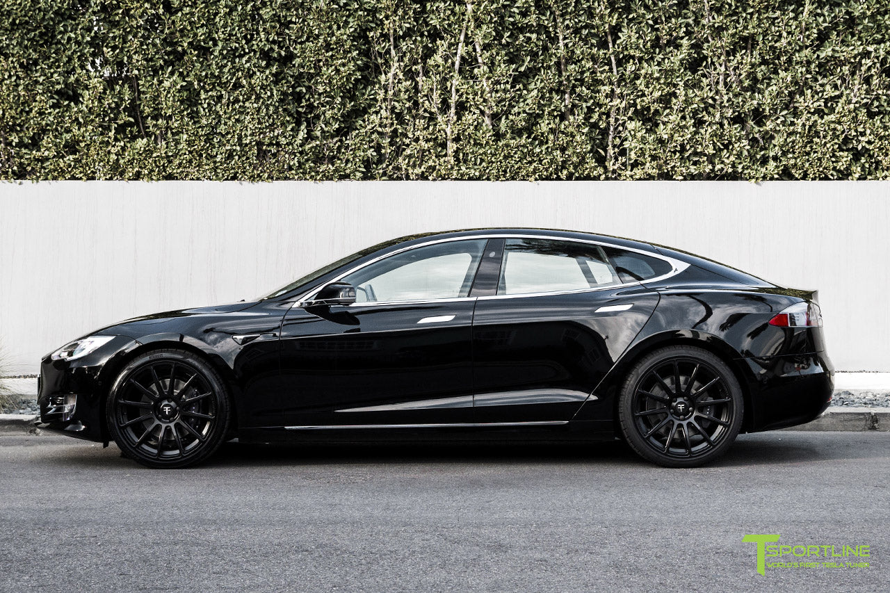 Black Tesla Model S with Matte Black 21 inch TS112 Forged Wheels by T Sportline