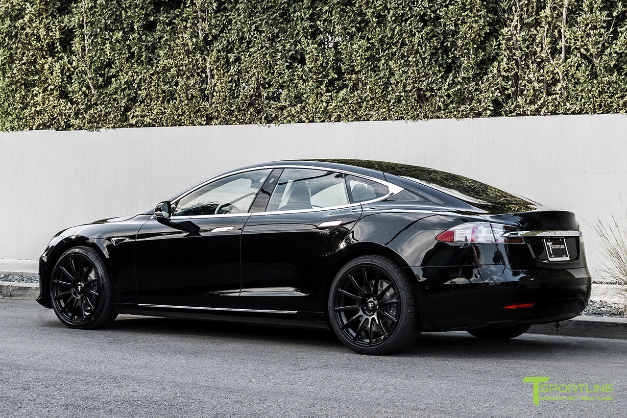 Black Tesla Model S with Matte Black 21 inch TS112 Forged Wheels by T Sportline