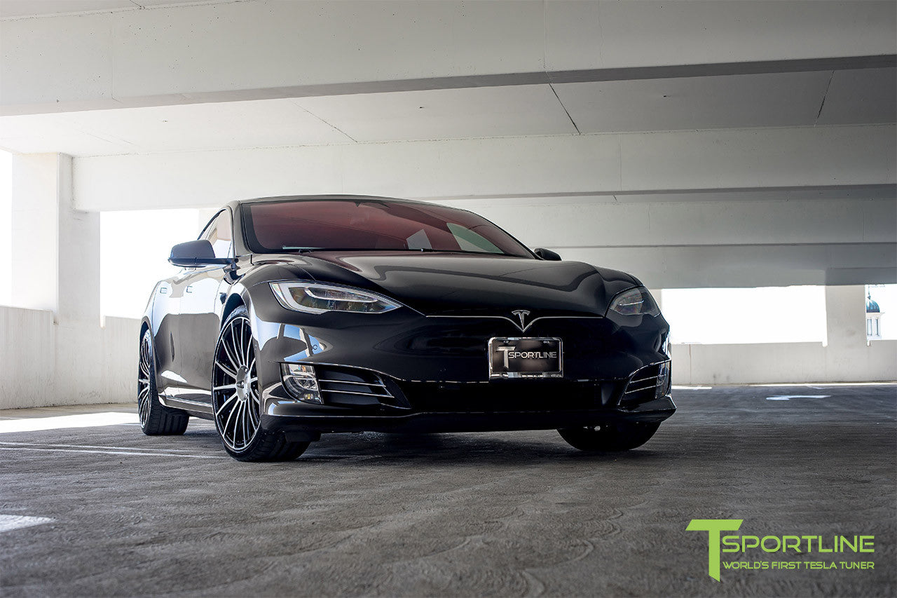 Black Tesla Model S 2.0 with Diamond Black 21 inch TS114 Forged Wheels 1