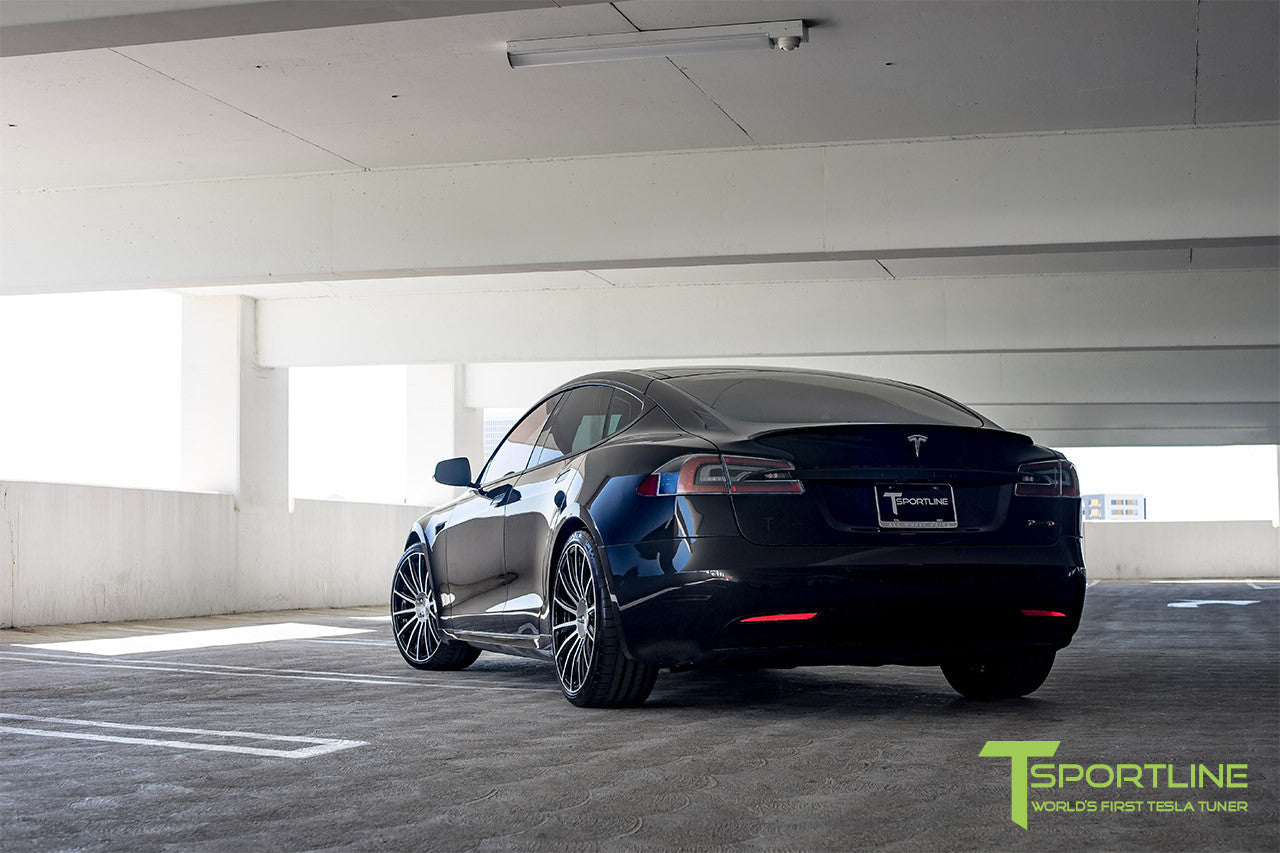 Black Tesla Model S 2.0 with Diamond Black 21 inch TS114 Forged Wheels 5