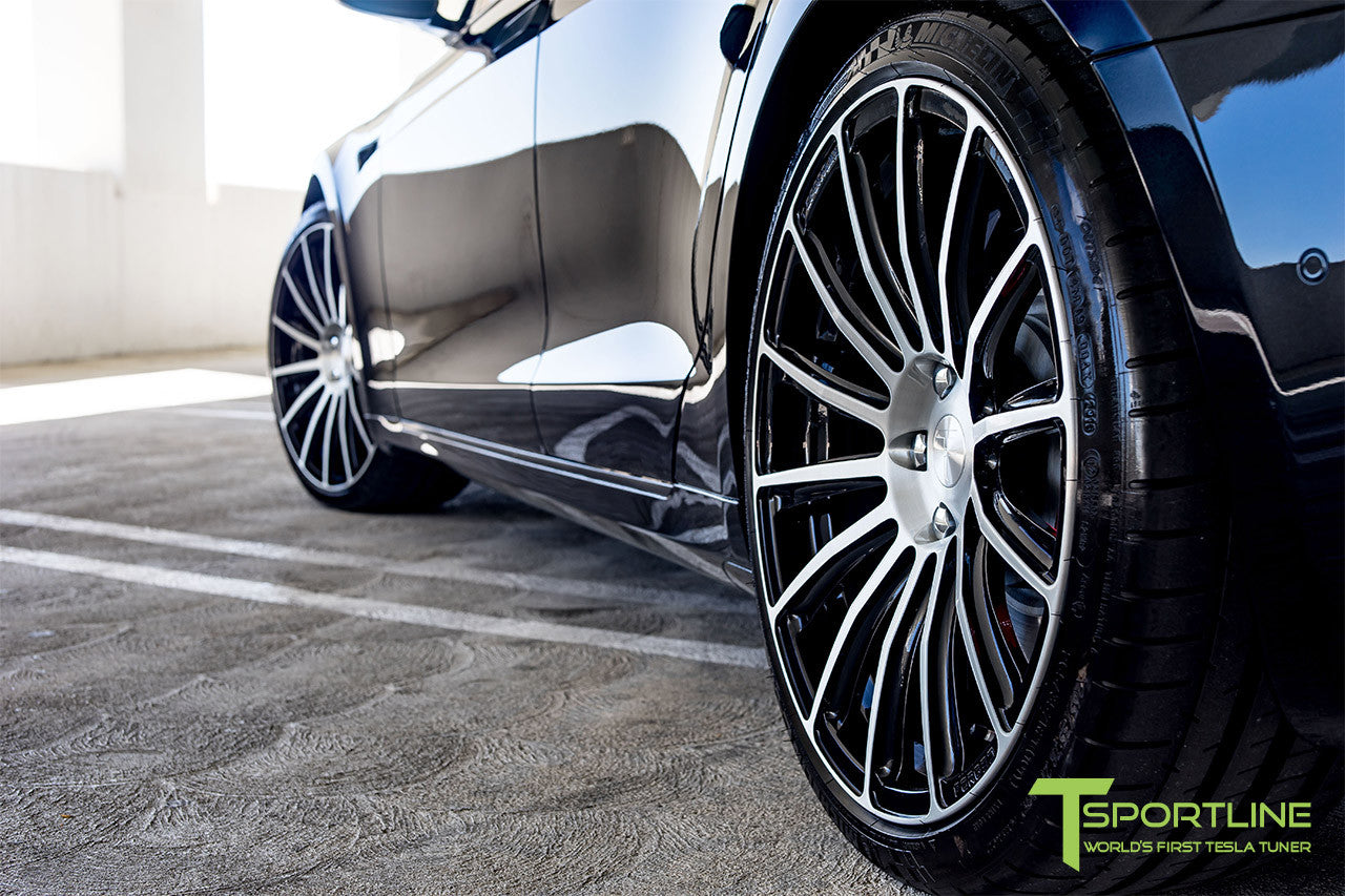 Black Tesla Model S 2.0 with Diamond Black 21 inch TS114 Forged Wheels 6