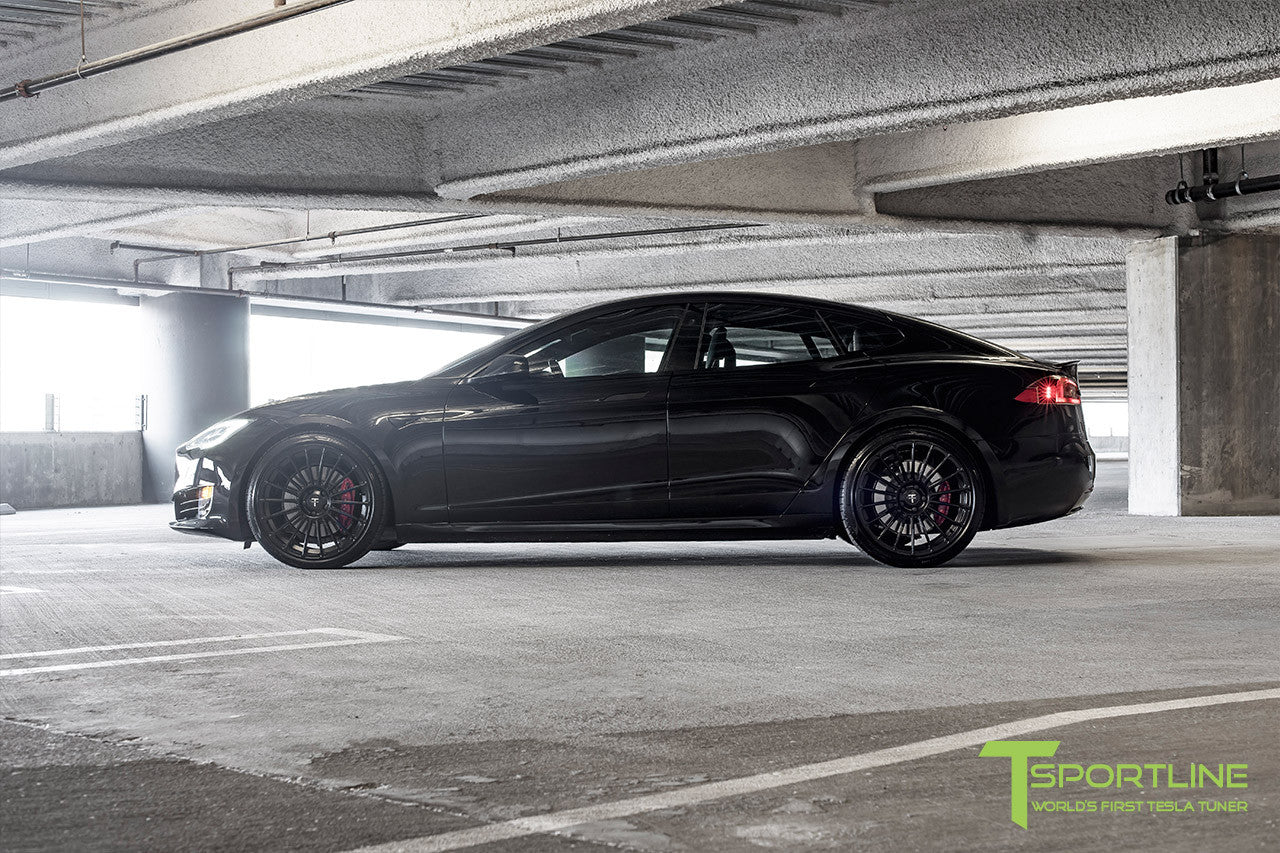 Black Tesla Model S 2.0 with Matte Black 21 inch TS118 Forged Wheels 3