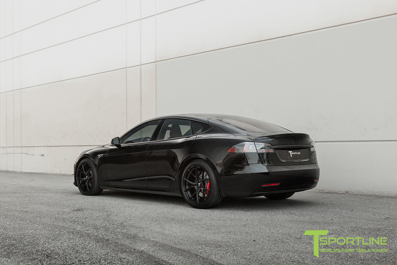 Black Tesla Model S 2.0 with Gloss Black 21 inch TS115 Forged Wheels
