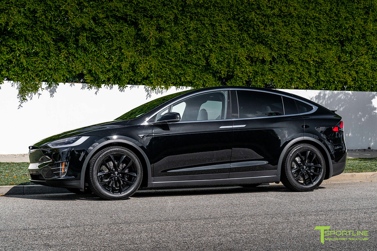 Black Tesla Model X with 20" TSS Flow Forged Wheels in Gloss Black by T Sportline