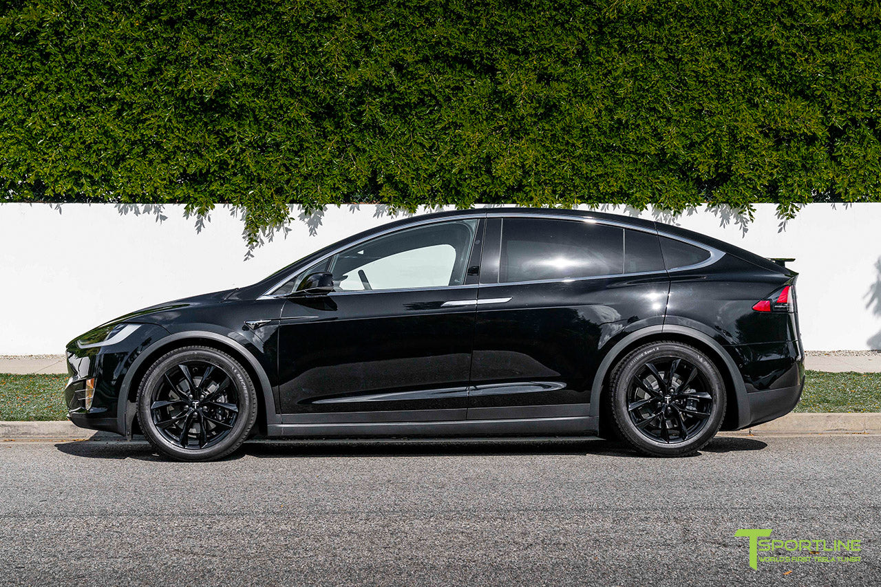 Black Tesla Model X with 20" TSS Flow Forged Wheels in Gloss Black by T Sportline