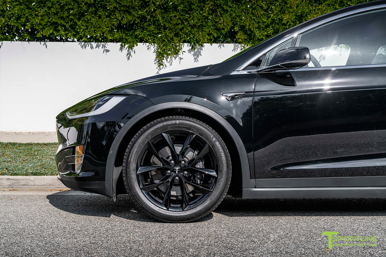 Black Tesla Model X with 20" TSS Flow Forged Wheels in Gloss Black by T Sportline