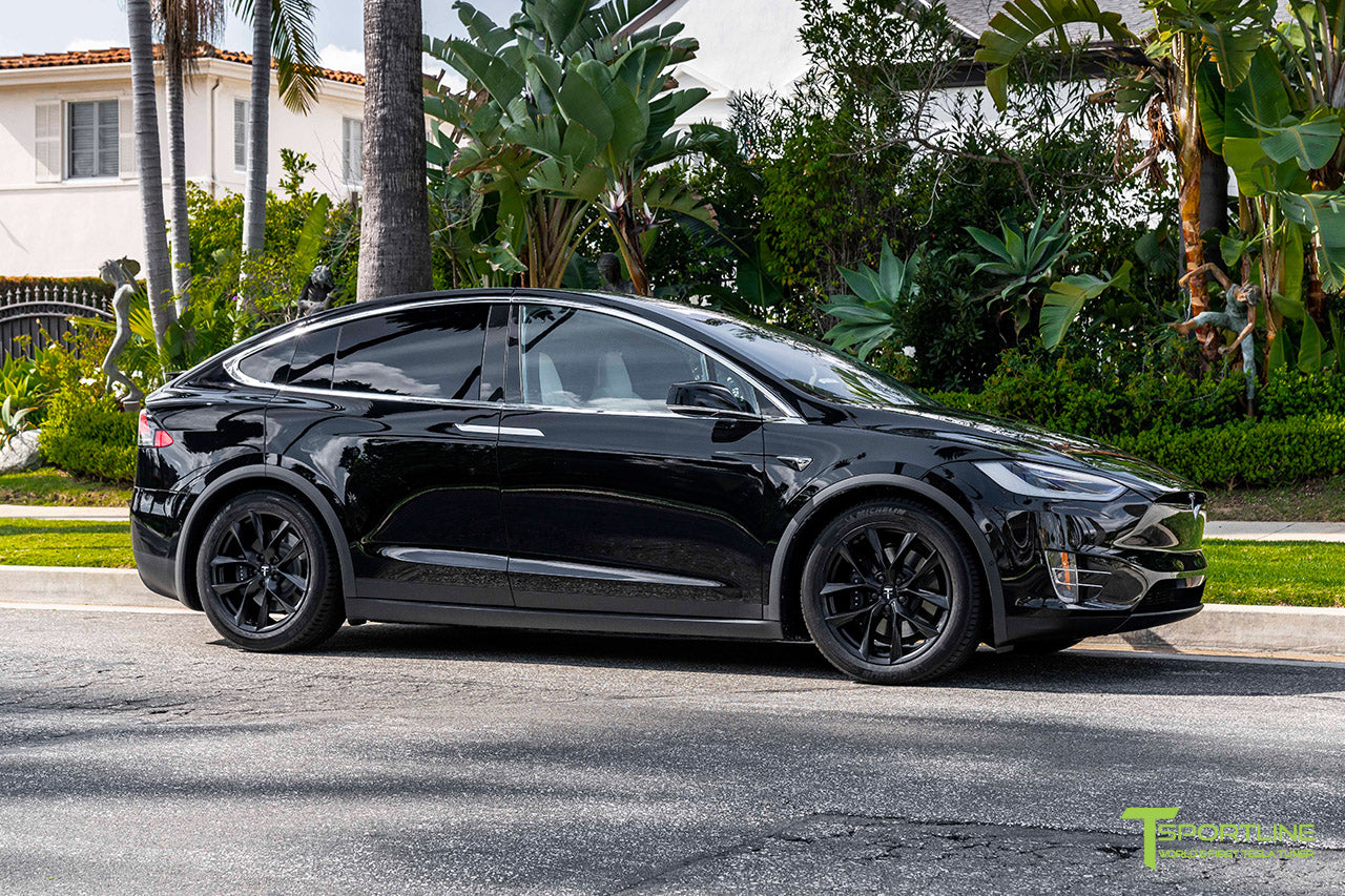 Black Tesla Model X with 20" TSS Flow Forged Wheels in Matte Black by T Sportline