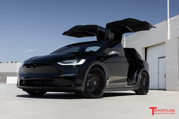 Black Tesla Model X with 22