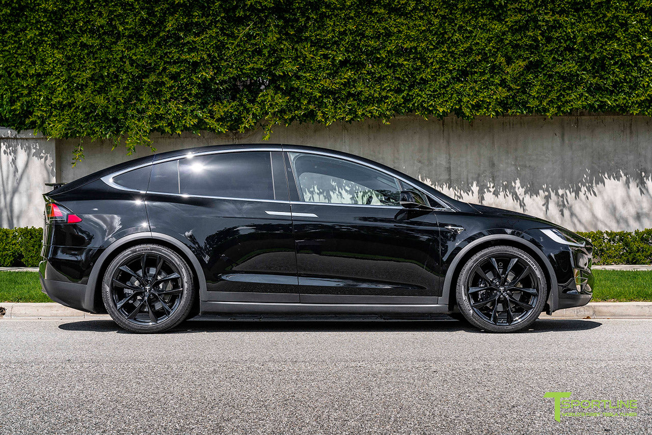 Black Tesla Model X with 22" TSS Flow Forged Wheels in Gloss Black by T Sportline
