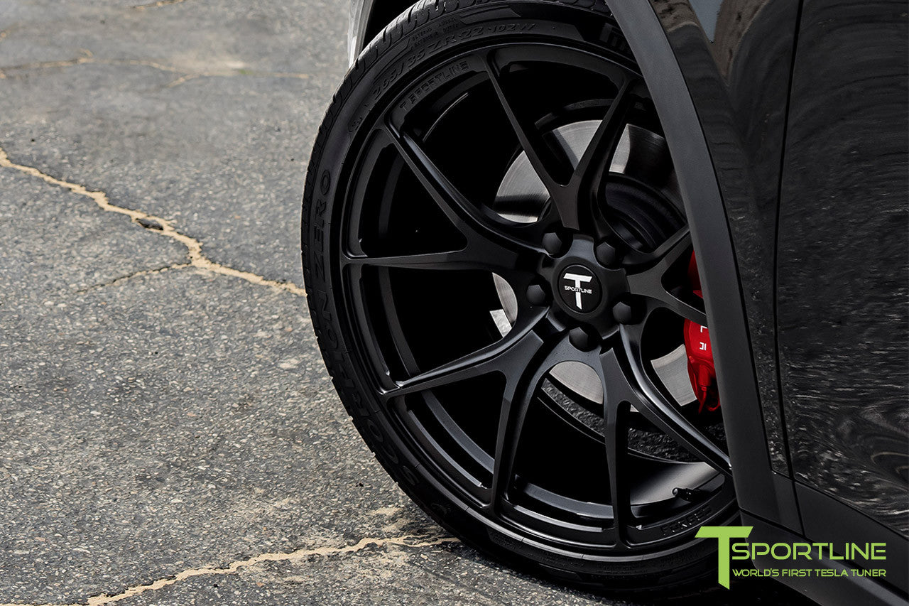 Black Tesla Model X with Matte Black 22 inch MX115 Forged Wheels