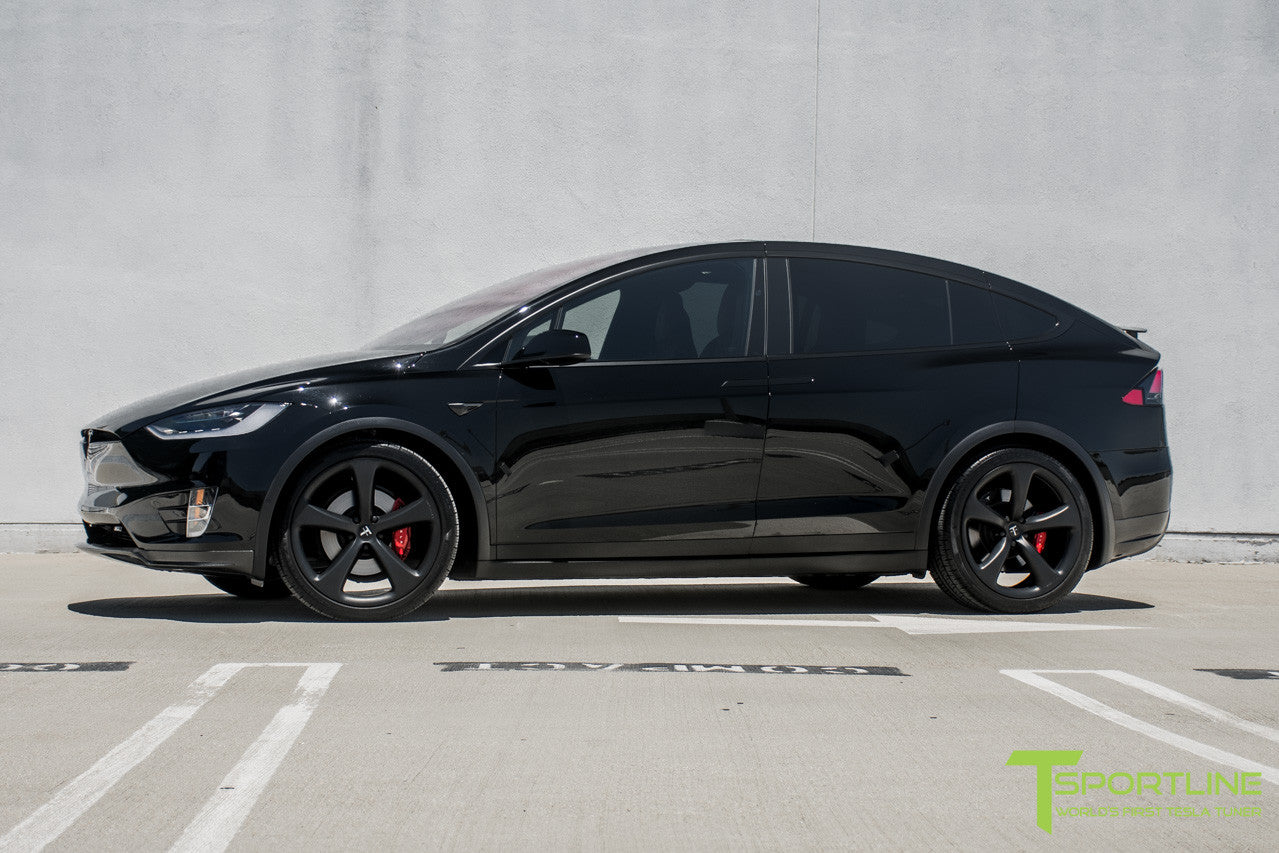 Black Tesla Model X with Matte Black 22 inch MX115 Forged Wheels by T Sportline