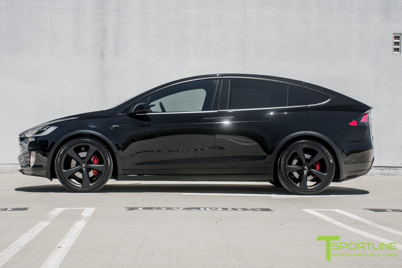 Black Tesla Model X with Matte Black 22 inch MX115 Forged Wheels by T Sportline