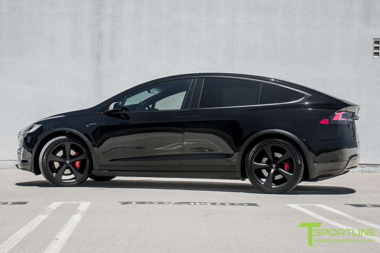 Black Tesla Model X with Matte Black 22 inch MX115 Forged Wheels by T Sportline