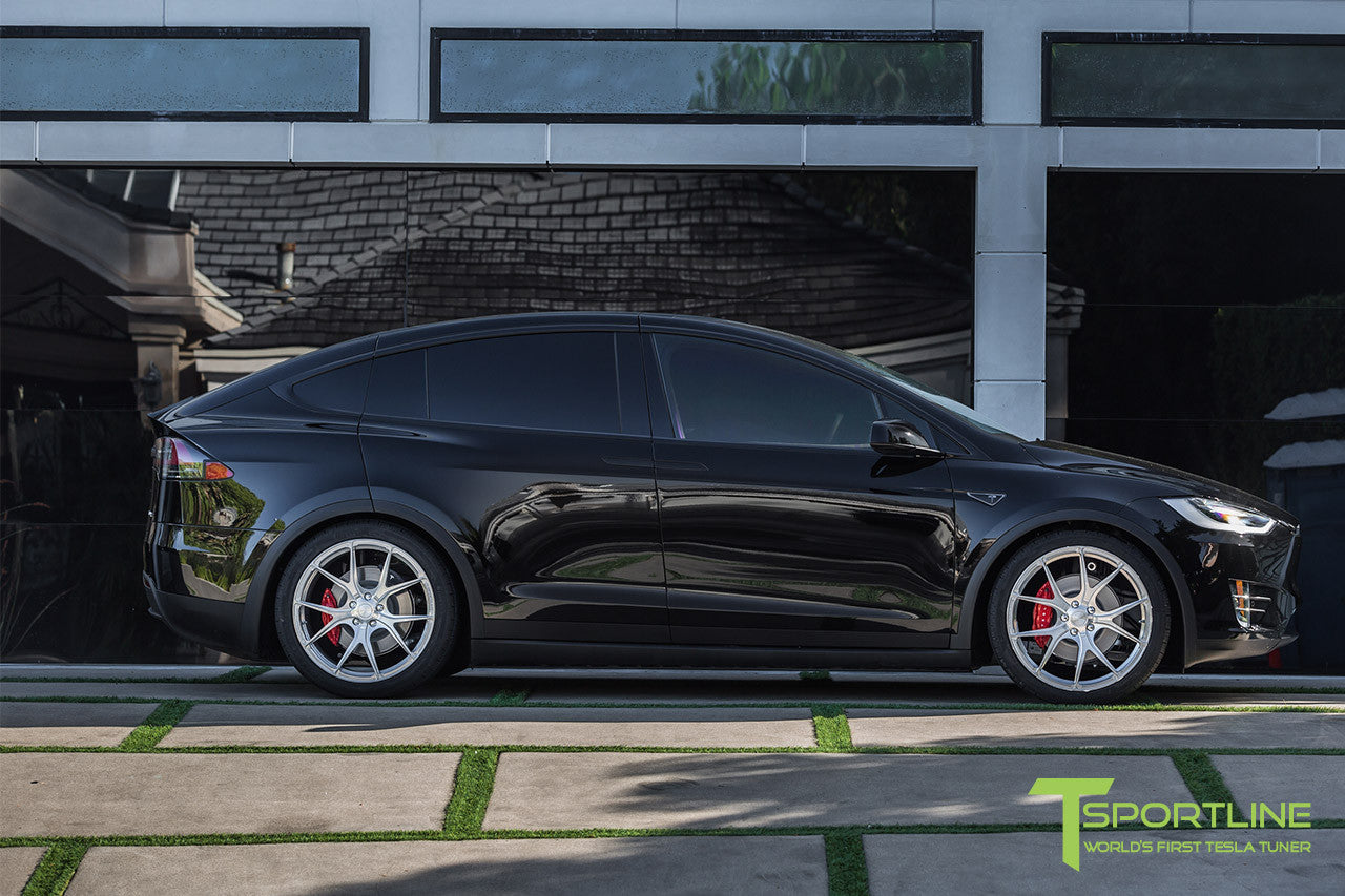Black Tesla Model X with Brush Satin 22 inch MX115 Forged Wheels
