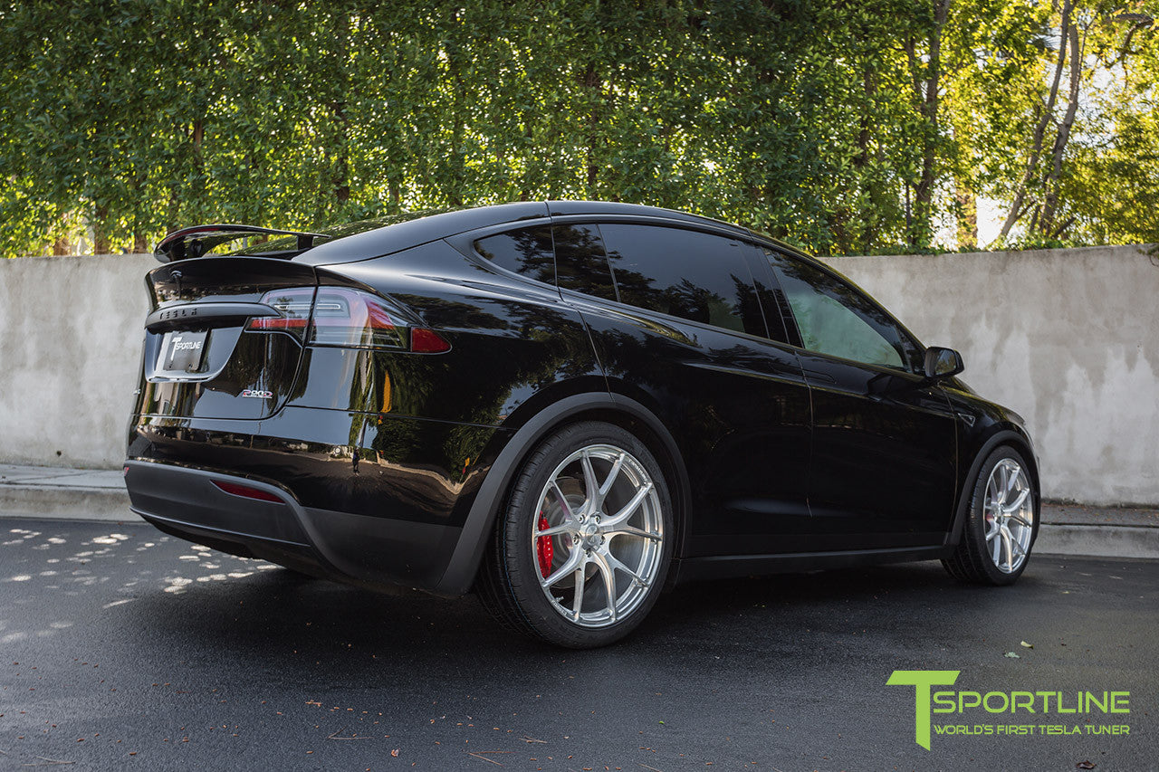 Black Tesla Model X with Brush Satin 22 inch MX115 Forged Wheels