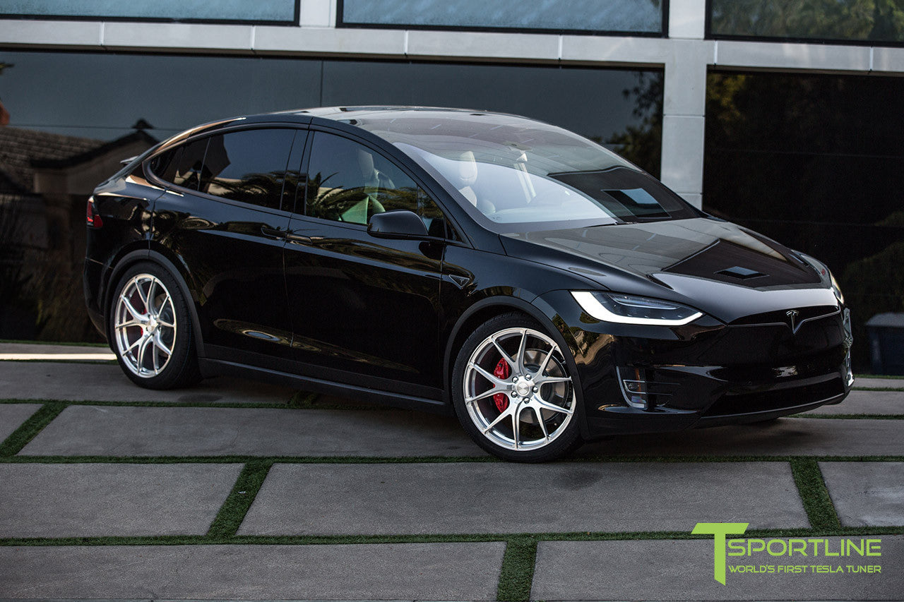 Black Tesla Model X with Brush Satin 22 inch MX115 Forged Wheels