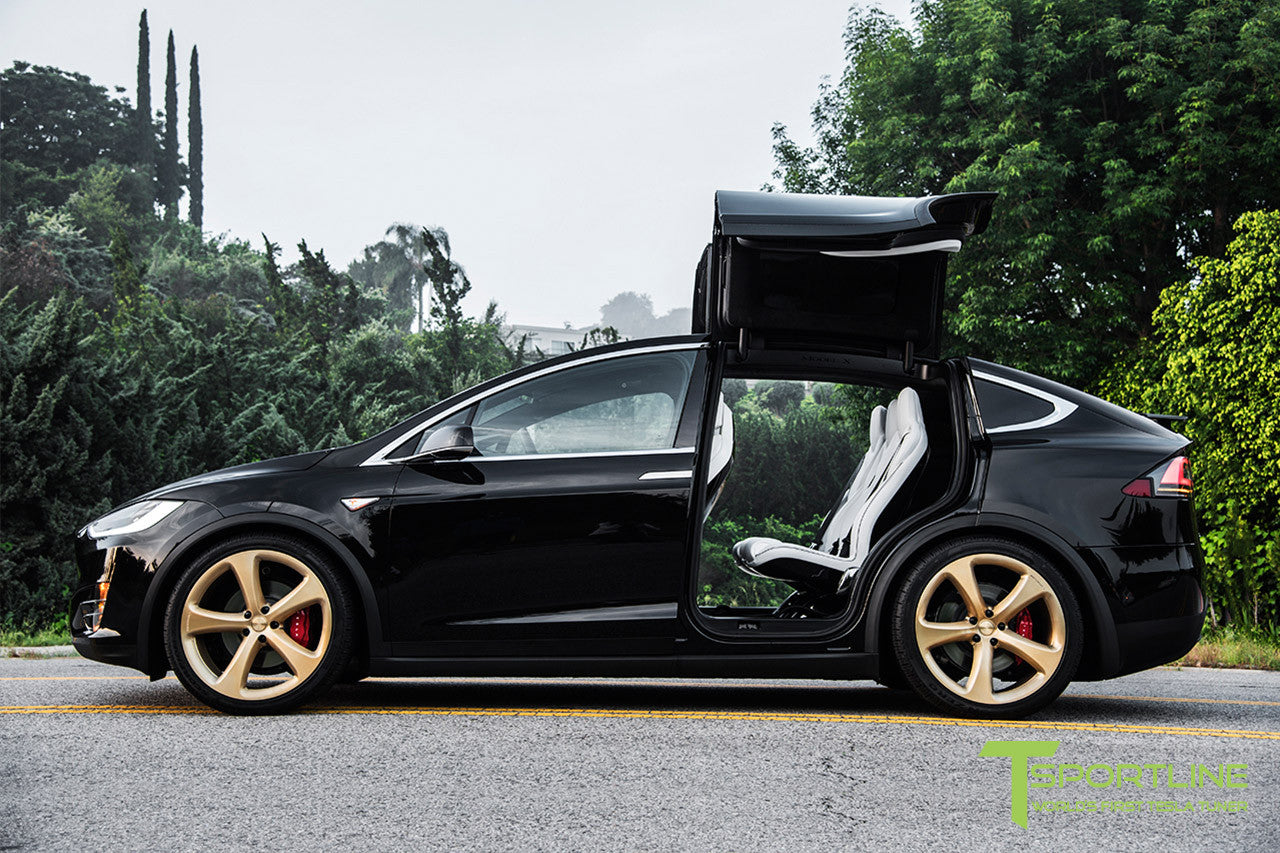 Black Tesla Model X with Ghost Gold 22 inch MX5 Forged Wheels