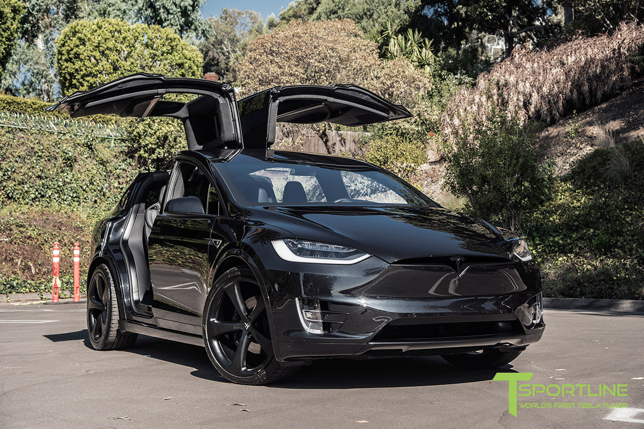Obsidian Black Tesla Model X with Matte Black 22 inch MX5 Forged Wheels