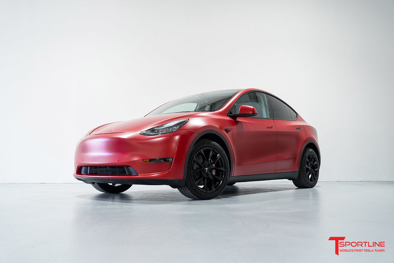 Xpel Stealth Red Multi-Coat Tesla Model Y with 19" TSS Wheels