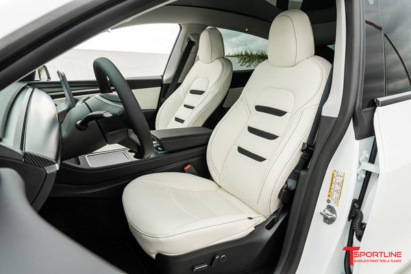 Tesla Model Y White Leather Insignia Seat Upgrade Kit - T Sportline ...