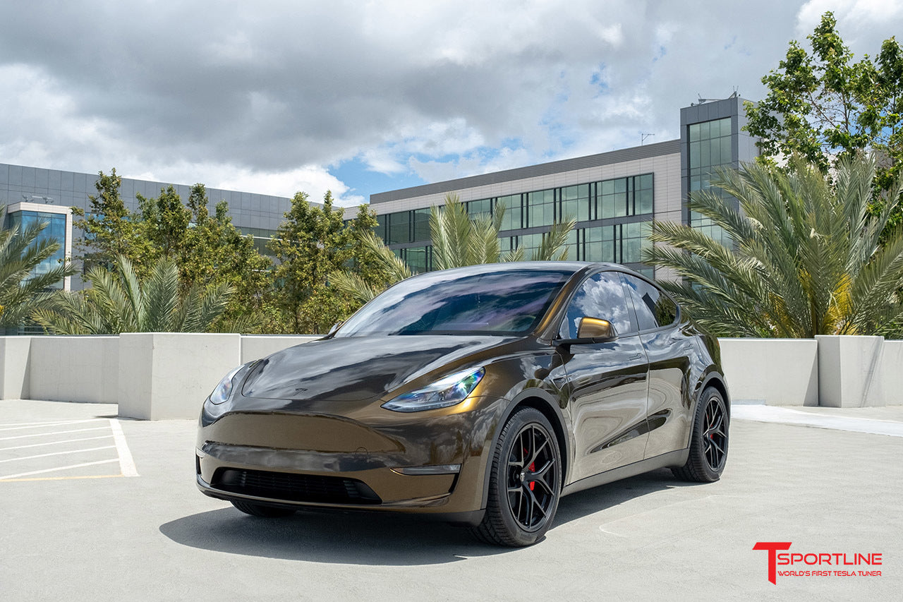 Inozetek Metallic Midnight Gold Tesla Model Y with 20" TXL115 Forged Wheels